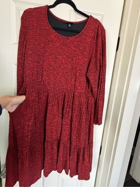 torrid Red Heathered Ribbed Scoop Neck Dress
